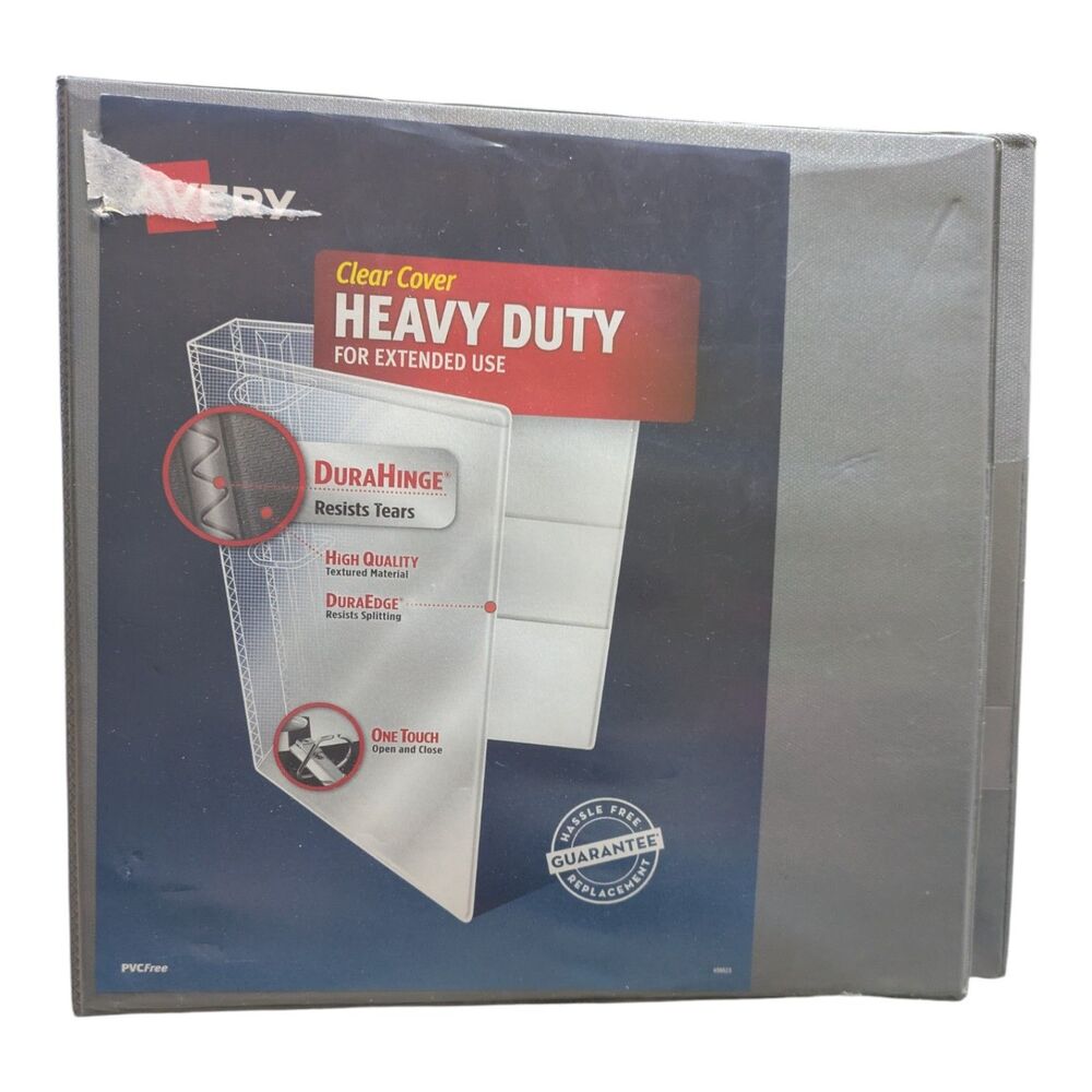 Avery Heavy Duty Clear View 3 Ring Binder 1” Gray DuraHinge